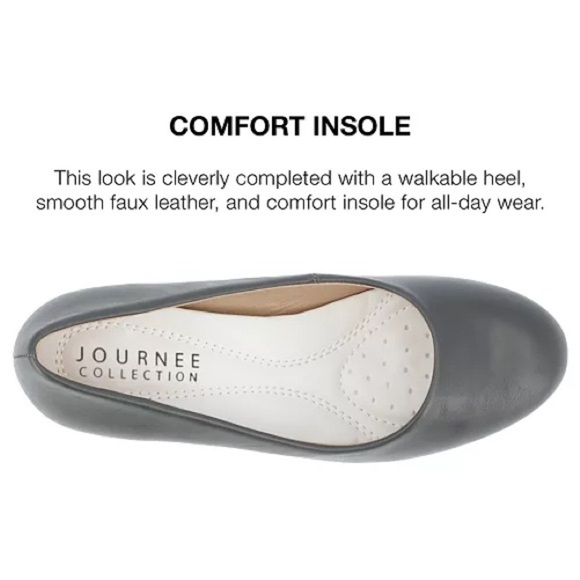 JOURNEE COLLECTION Luu Round Toe Pumps Mini Heel Grey Size 10 NEW - Picture 2 of 16